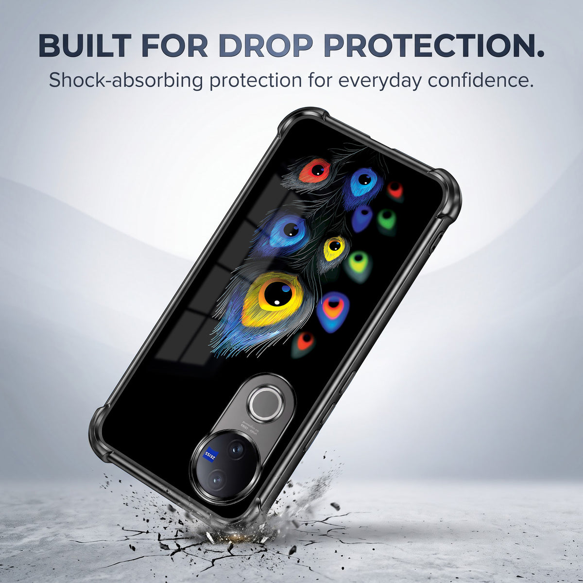 Vivo V50 5G Multi-Feather Peacock Airbags Printed Back Case