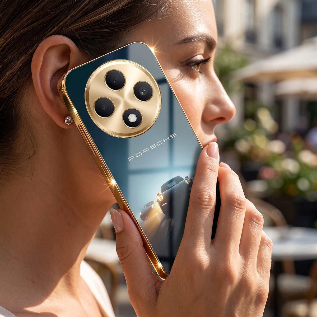 Oppo F27 Pro+ 5G Porsche Luxury Gold Electroplated Glass Phone Back Case