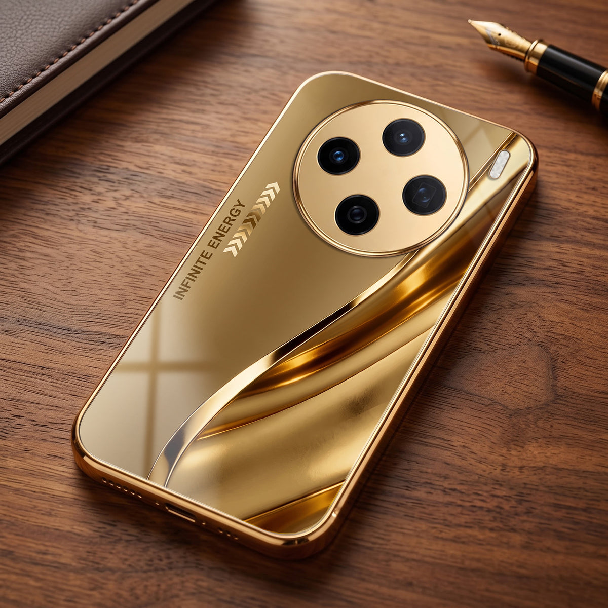Vivo X200 5G Luxury Infinity Energy Gold Electroplated Glass Phone Case