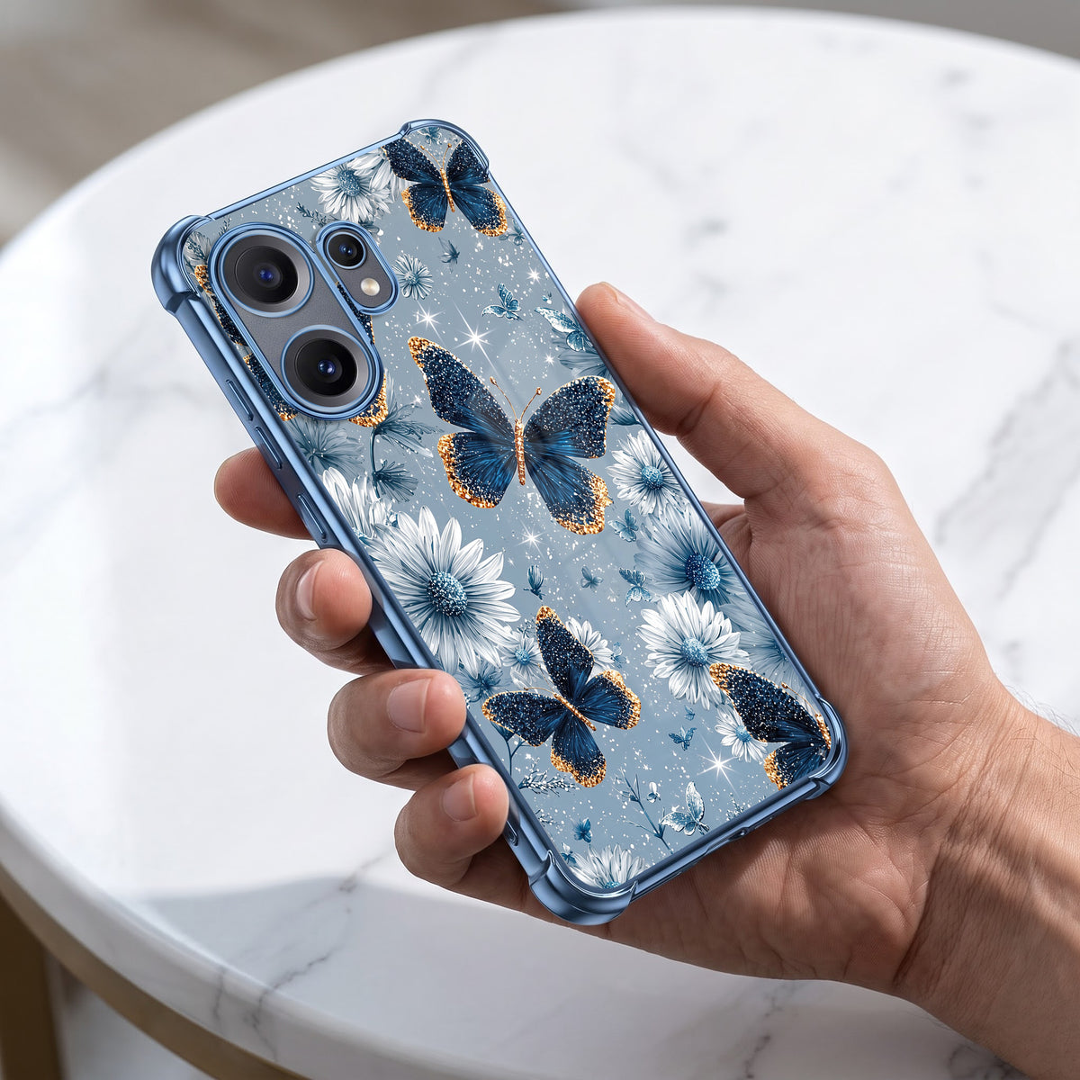 Nothing Phone 2 Pro 5G Blue Butterfly Floral Airbags Printed Back Case