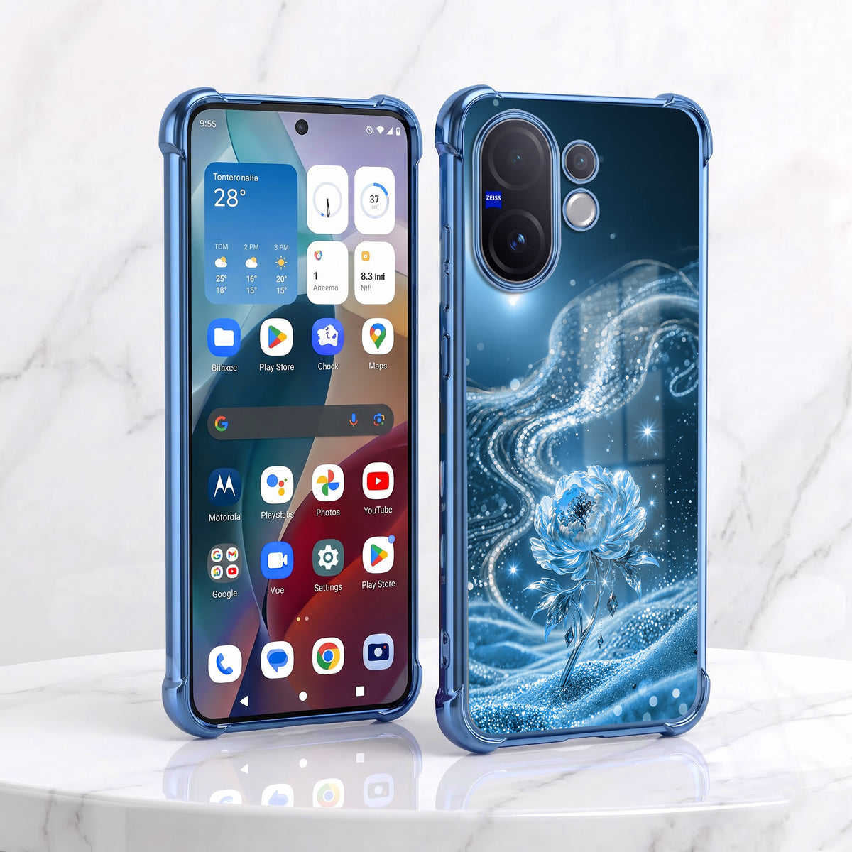 Vivo V60 5G Blue Rose Airbags Printed Back Case