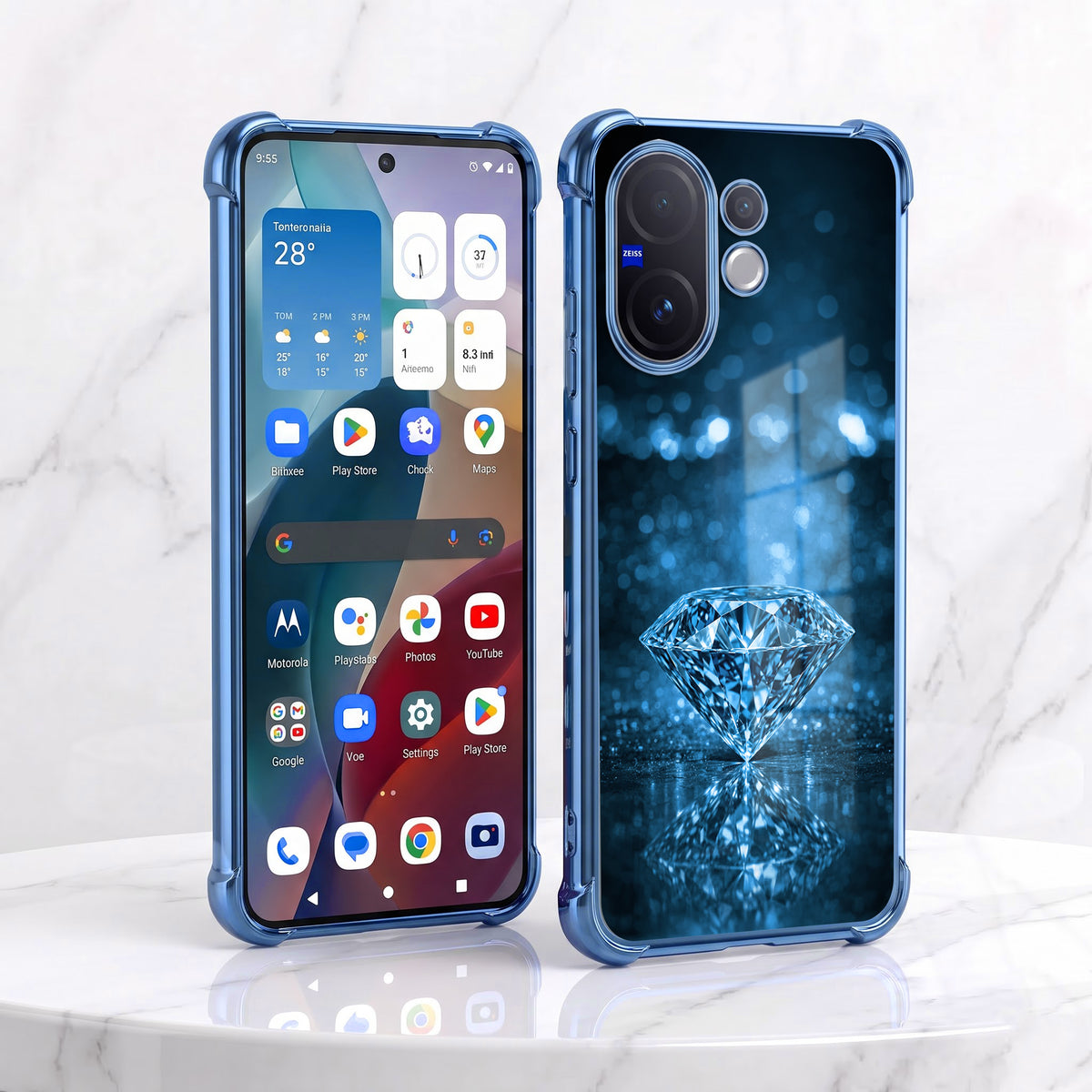 Vivo V60 5G Blue Diamond Airbags Printed Back Case