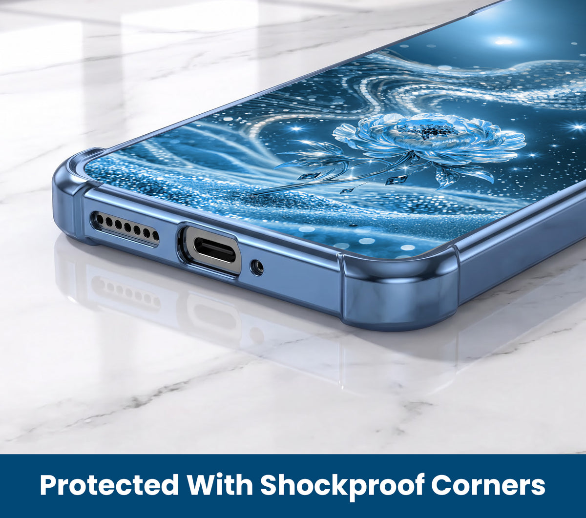 Oppo A5 Pro 5G Blue Rose Airbags Printed Back Case