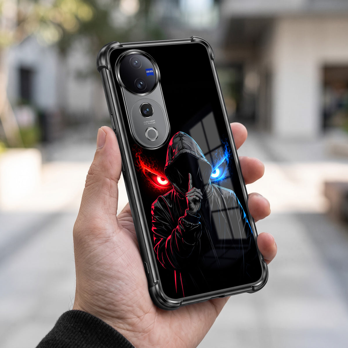 Vivo V40 Pro 5G Hooded Shadow Demon Airbags Printed Back Case