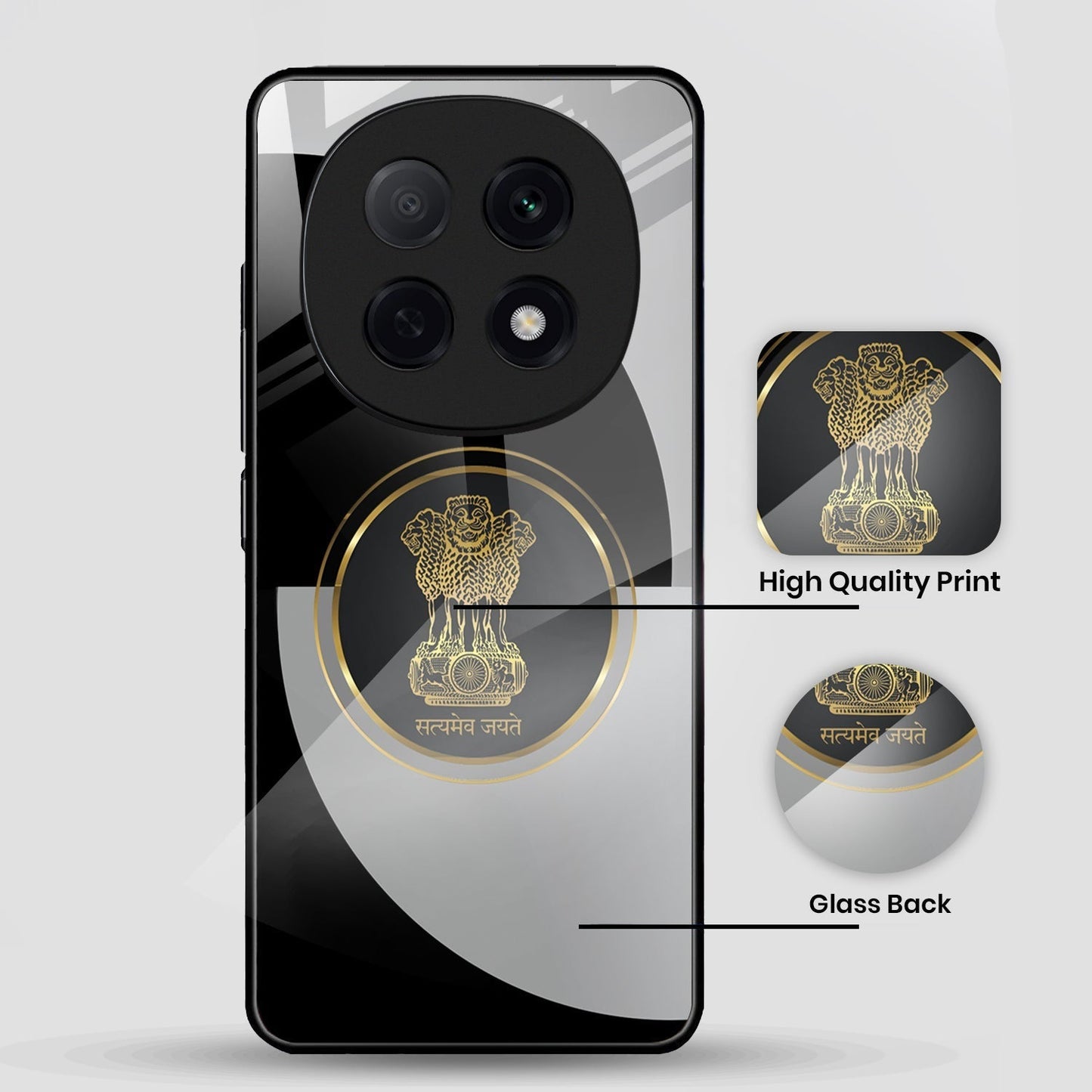 Oppo F29 Pro 5G Premium Acrylic Shockproof Glass Back Case (Satyamev Noir)