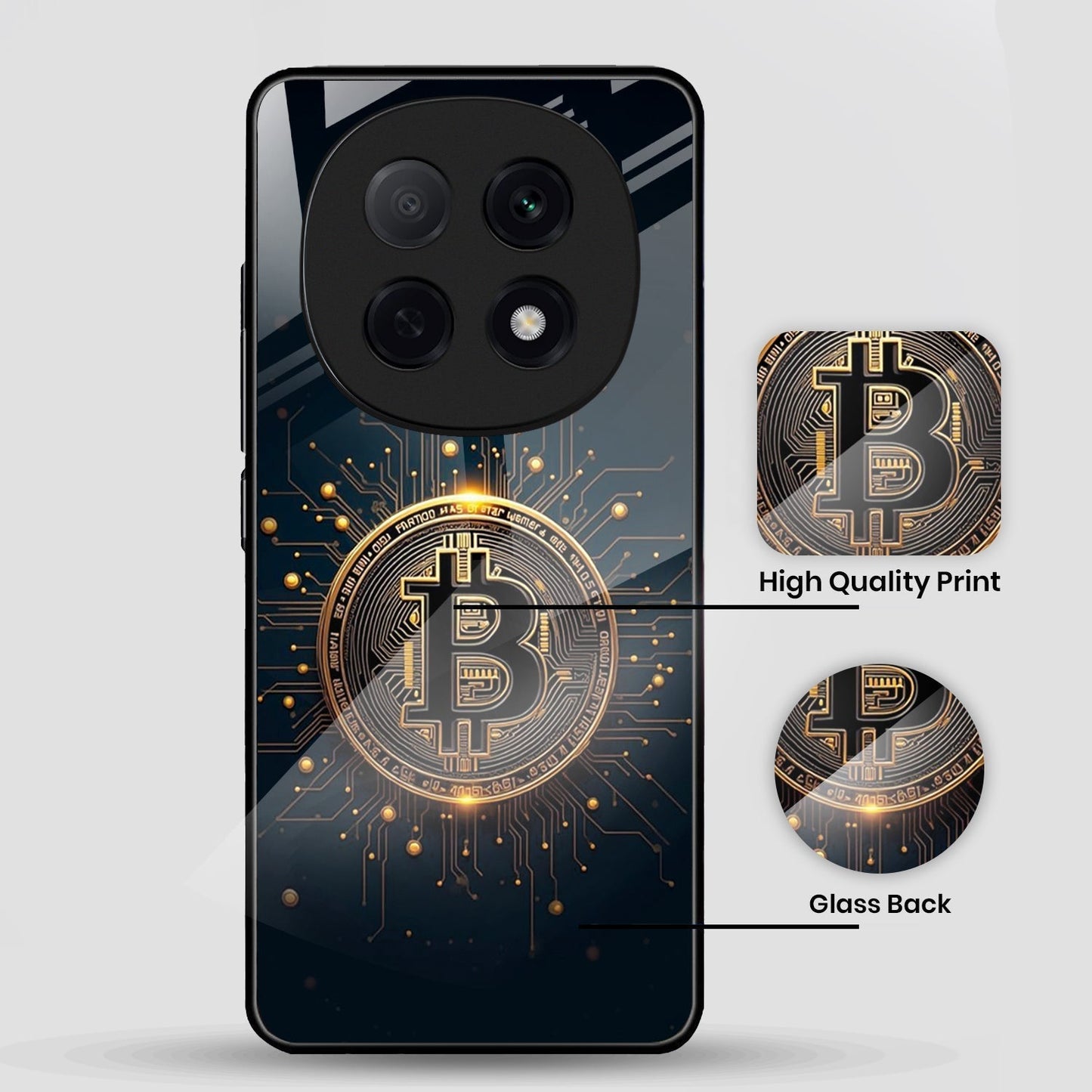 Oppo F29 Pro 5G Premium Acrylic Shockproof Glass Back Case (Bitcoin Armor)