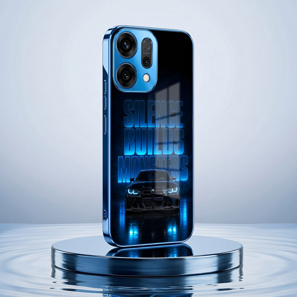 Oppo Reno 14 5G Silence Build Monsters Blue Electroplated Glass Phone Back Case