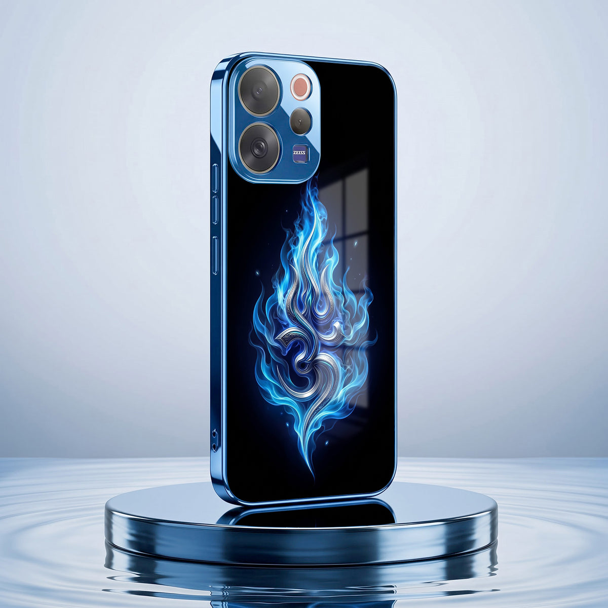 Vivo V70 5G Blue Flame OM Blue Electroplated Glass Phone Back Case