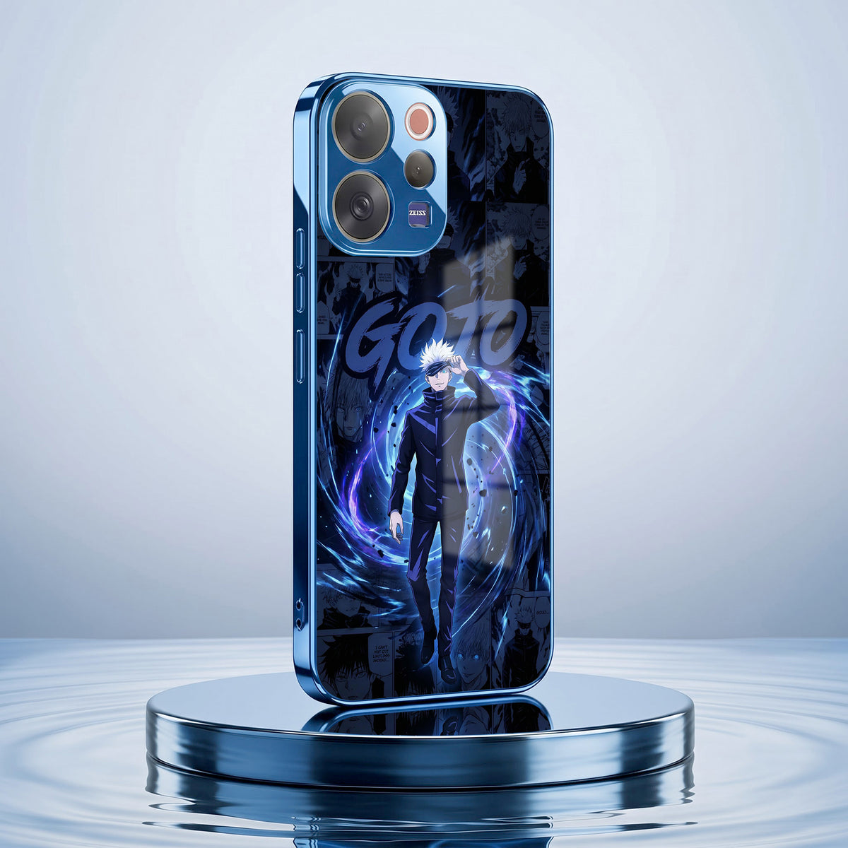 Vivo V70 5G Jujutsu Kaisen Blue Electroplated Glass Phone Back Case