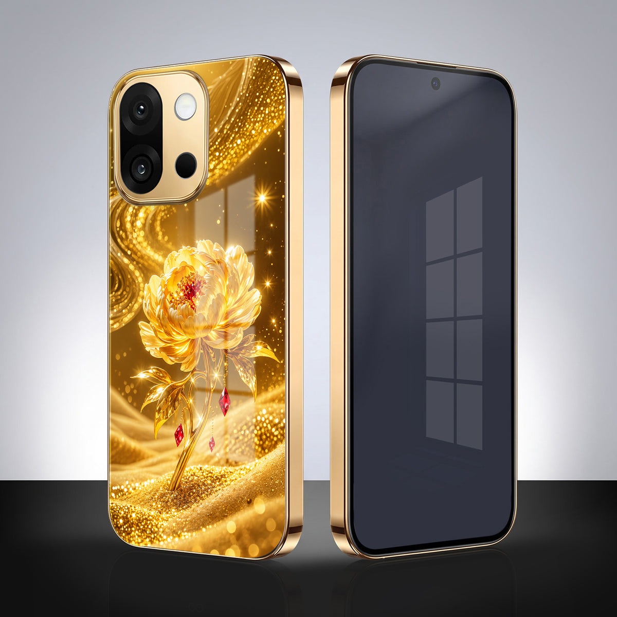 OnePlus 13s 5G Golden Rose Elegance Gold Electroplated Glass Phone Back Case