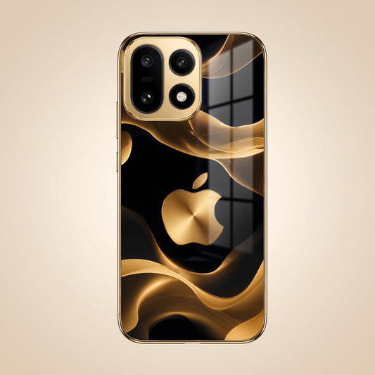 OnePlus 15 5G Luxury Wave Gold Electroplated Glass Phone Back Case