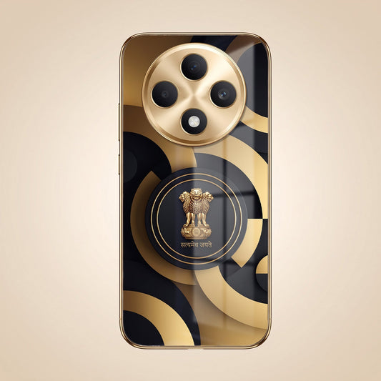 Oppo F27 Pro+ 5G Royal Emblem Gold Electroplated Glass Phone Back Case