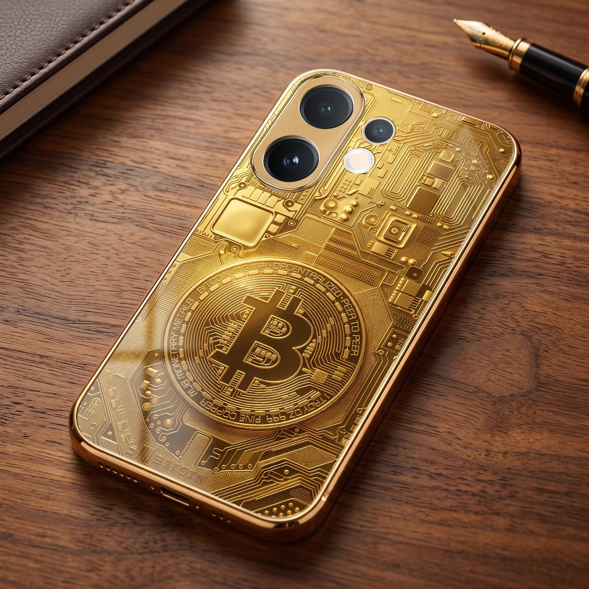 Vivo X200 FE 5G Bitcoin Gold Electroplated Glass Phone Back Case