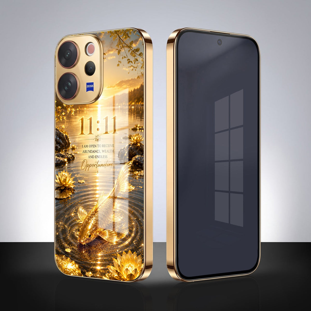 Vivo V70 5G 11:11 Manifestation Gold Electroplated Glass Phone Back Case