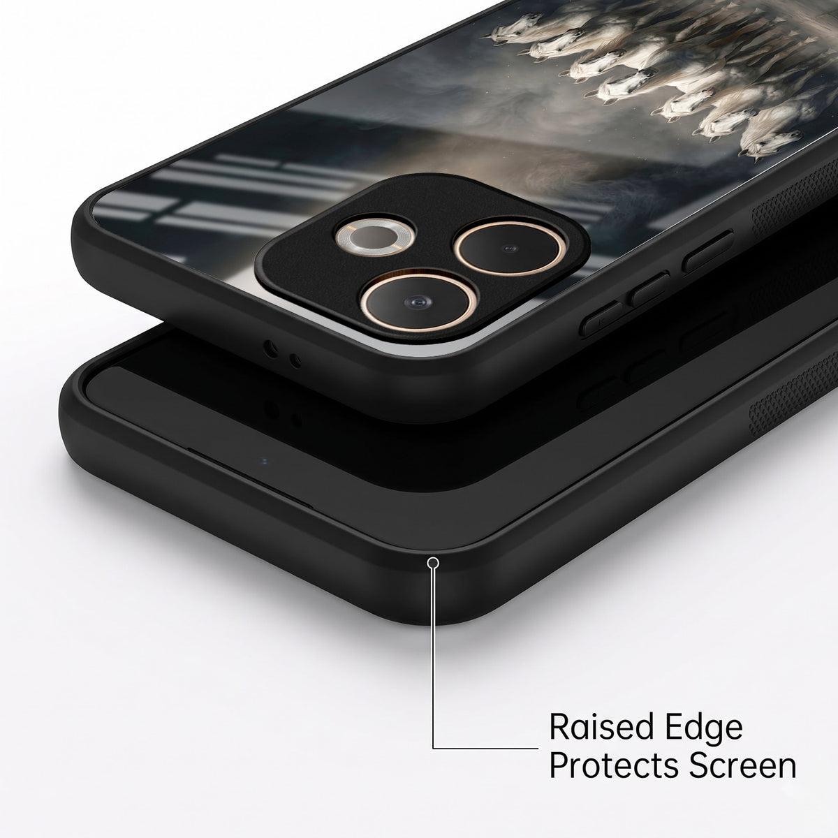 Oppo A5 Pro 5G Running Horses Acrylic Glass Back Case