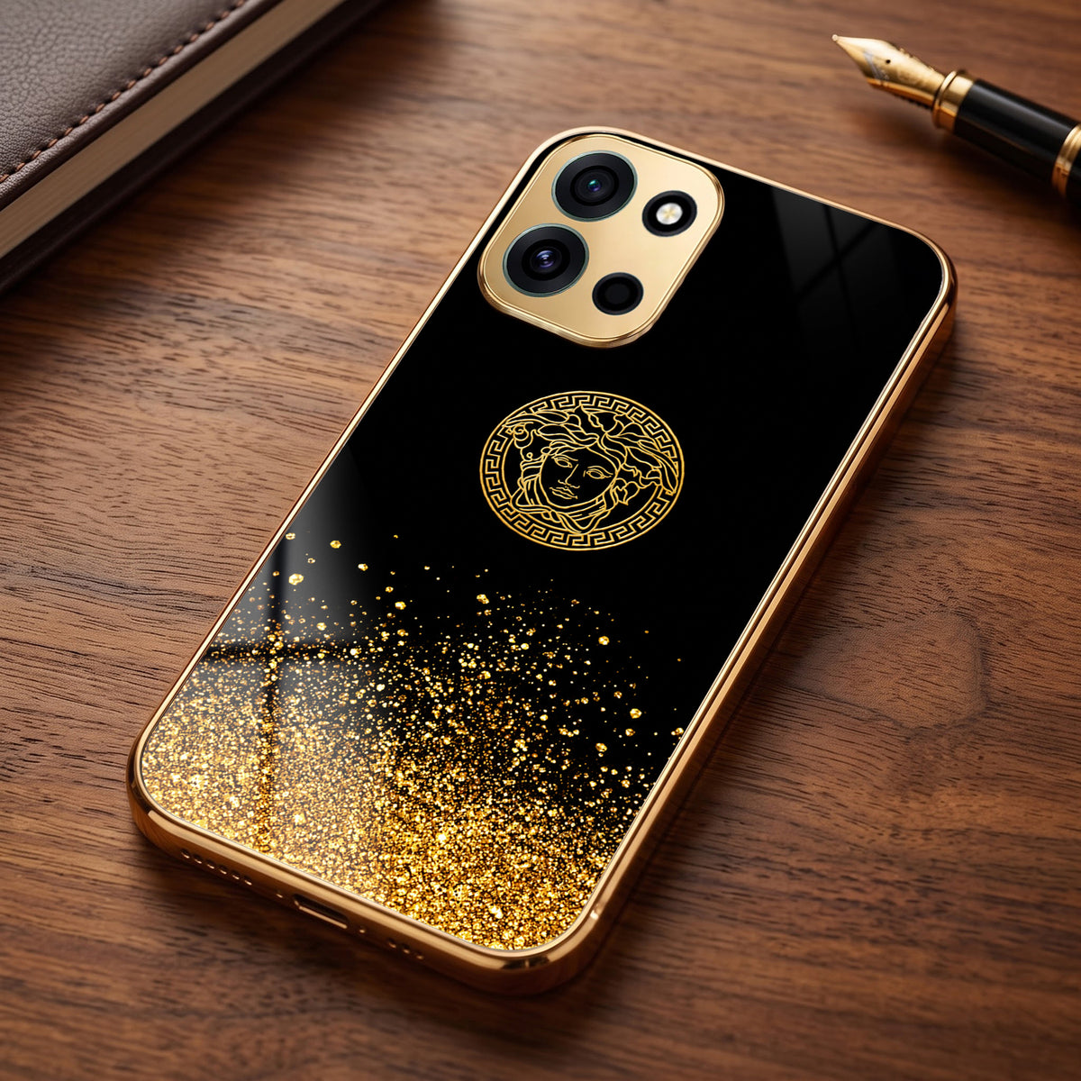 OnePlus Nord 6 5G Medusa Head Gold Electroplated Glass Phone Back Case