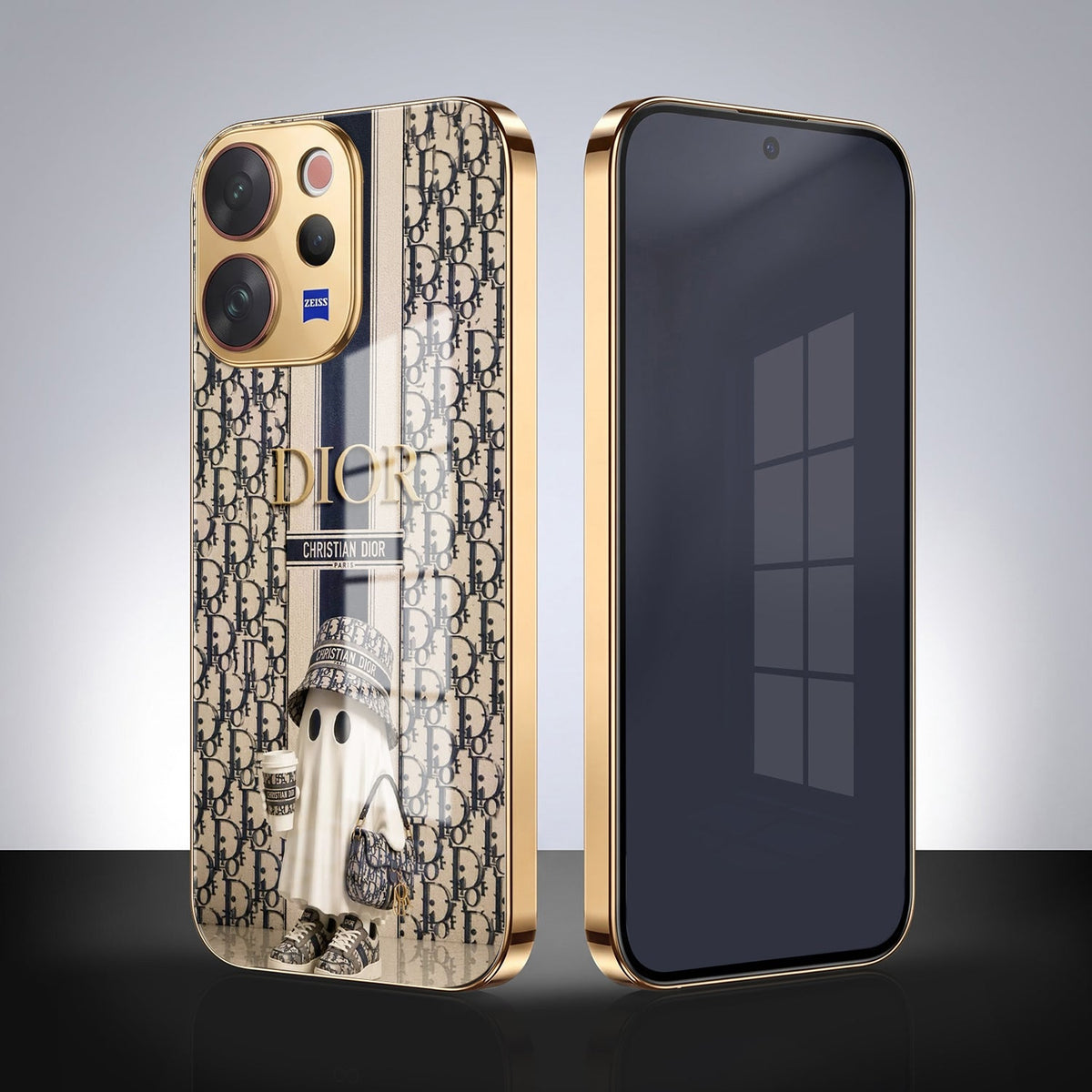 Vivo V70 5G Luxury Dior Gold Electroplated Glass Phone Back Case