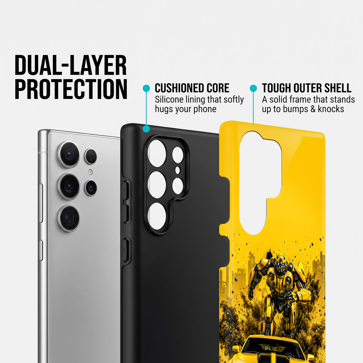 Samsung Galaxy S24 Ultra 5G Yellow Transformers Car Protective Case