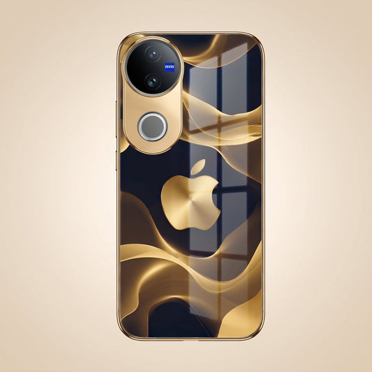 Vivo V50 5G Luxury Wave Gold Electroplated Glass Phone Back Case