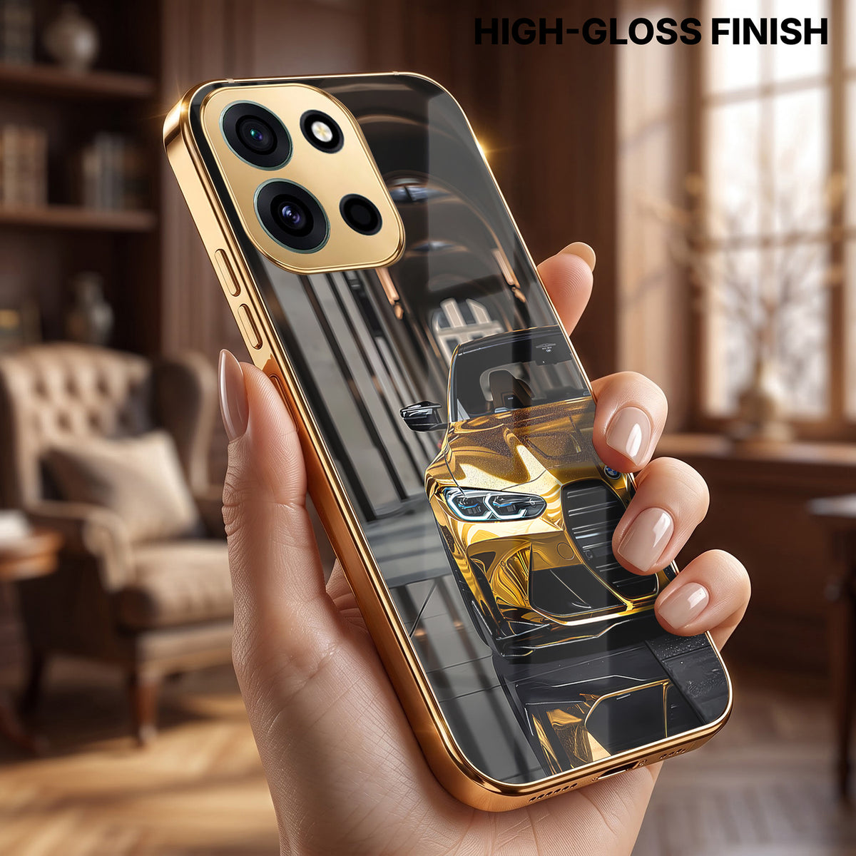 OnePlus Nord 6 5G Golden BMW Gold Electroplated Glass Phone Back Case