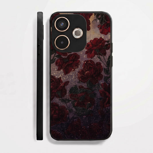 Oppo A5 Pro 5G Aesthetic Dark Rose Glitter Acrylic Back Cover