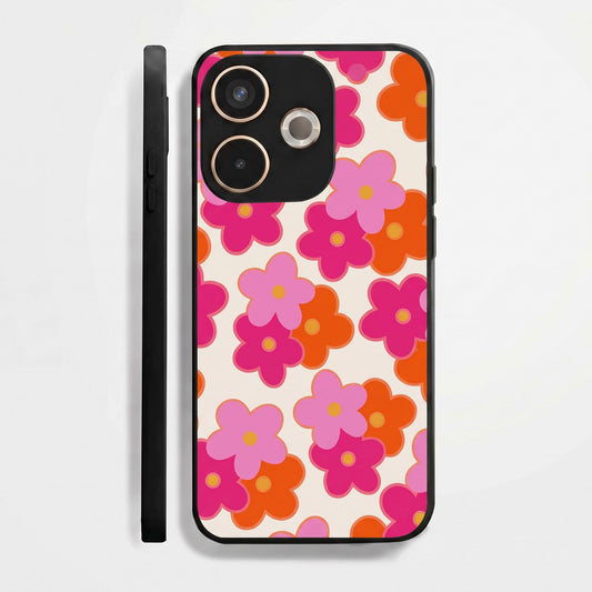 Oppo A5 Pro 5G Aesthetic Pink & Orange Floral Acrylic Back Cover