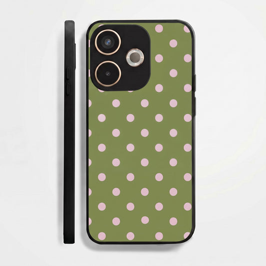 Oppo A5 Pro 5G Elegant Olive Green Pink Polka Dot Acrylic Back Cover