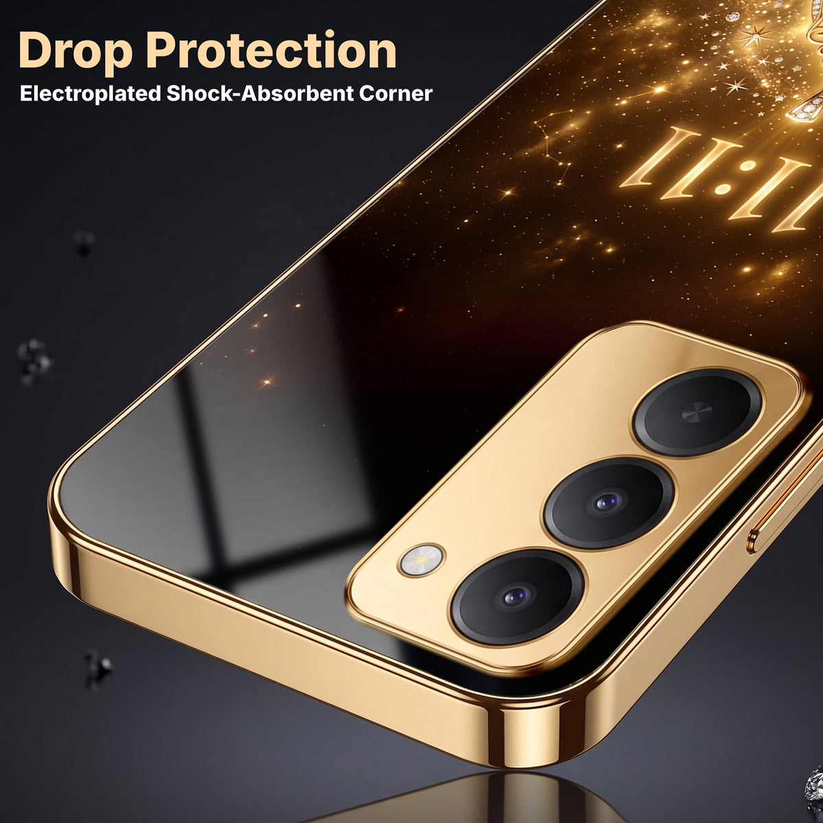 Redmi 15 5G God’s Plan Evil Eye Gold Electroplated Glass Phone Back Case
