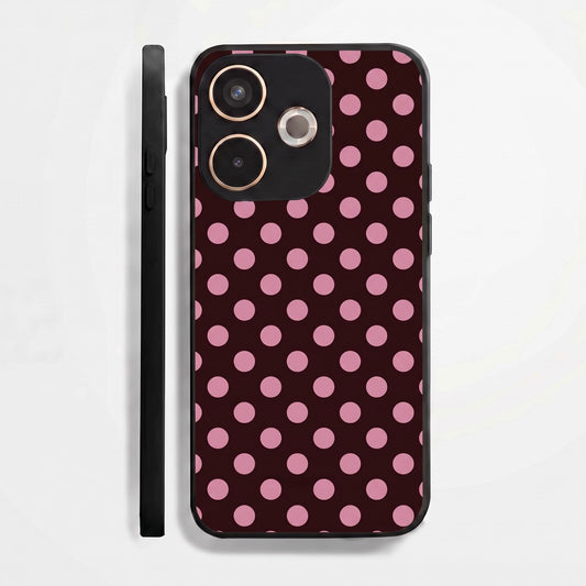Oppo A5 Pro 5G Aesthetic Wine Red & Pink Polka Dot Acrylic Back Cover
