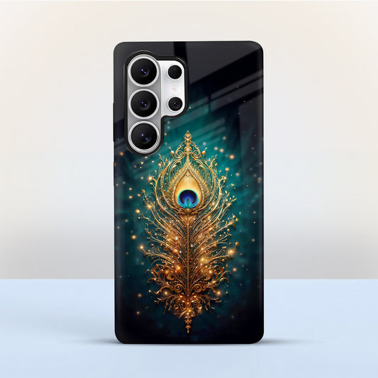 Samsung Galaxy S25 Ultra 5G Golden Peacock Feather Protective Cases