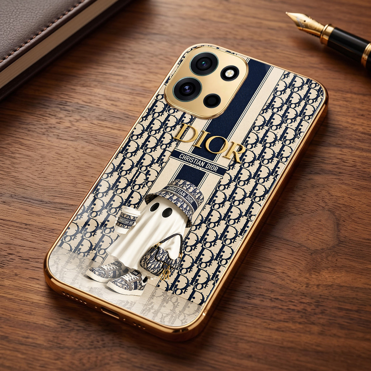 OnePlus Nord 6 5G Luxury Dior Gold Electroplated Glass Phone Back Case