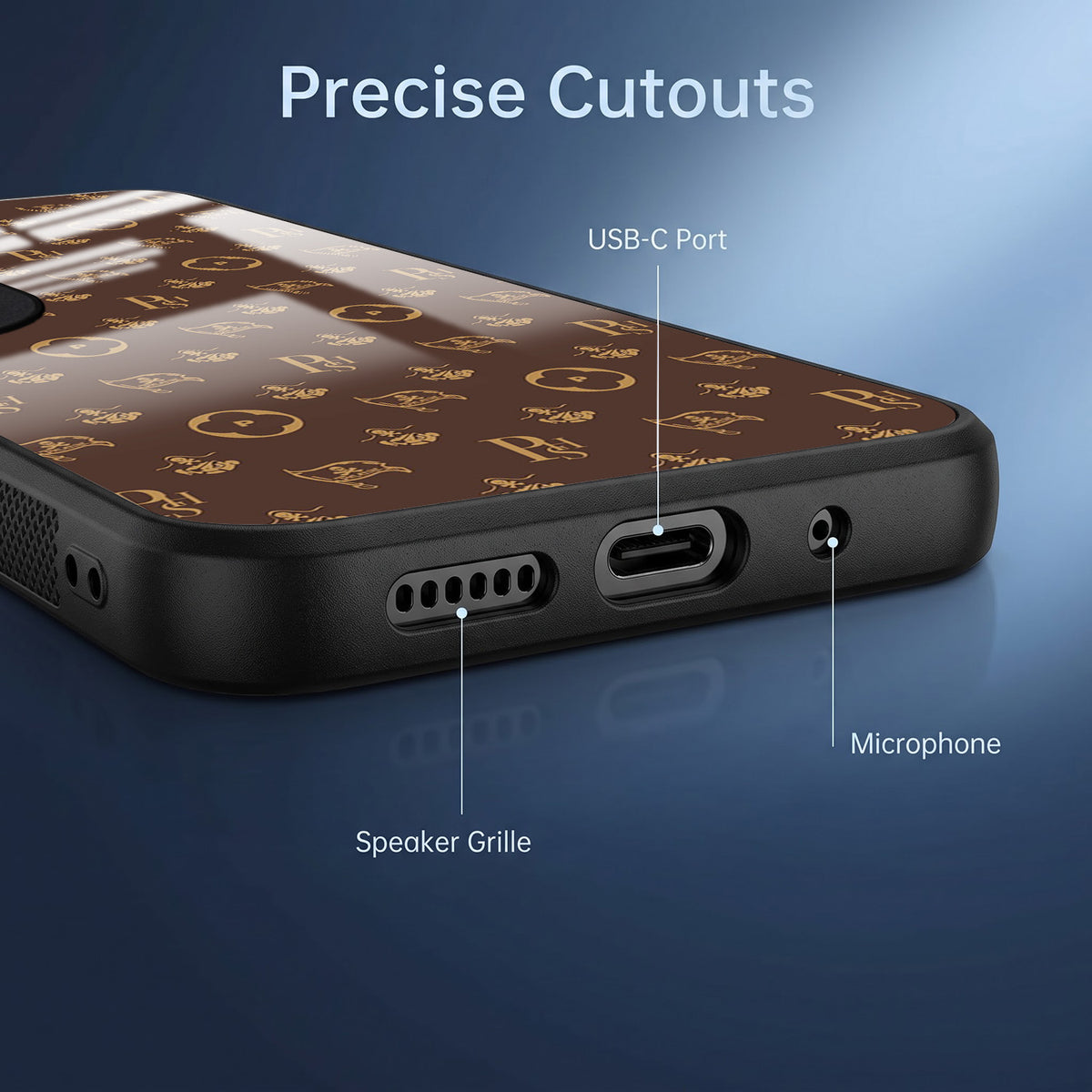 Vivo V50 5G Luxury Monogram Brown Acrylic Glass Back Case