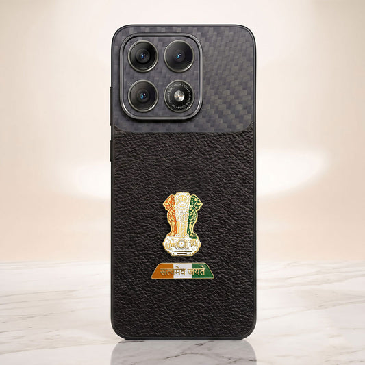 Motorola Edge 70 Pro 5G Tri-Color Satyamev Jayate Carbon Fiber Leather Hybrid Phone Case
