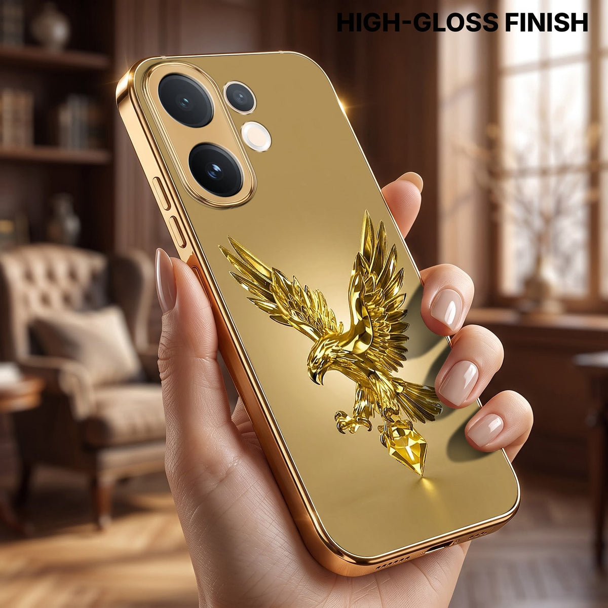 Vivo T4 Pro 5G Golden Eagle Gold Electroplated Glass Phone Back Case