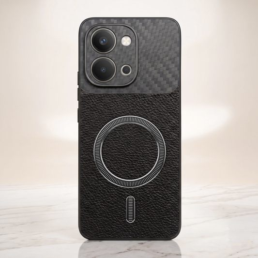 Vivo T5X 5G Carbon Fiber Leather Hybrid MagSafe Magnetic Case