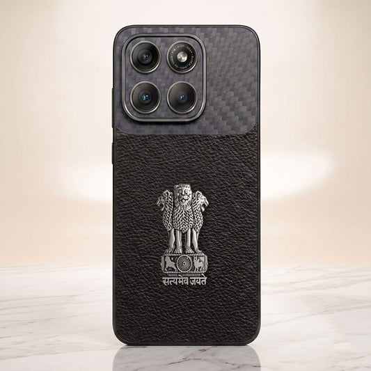 Motorola Edge 70 5g Satyamev Jayate Carbon Fiber Leather Hybrid Phone Case