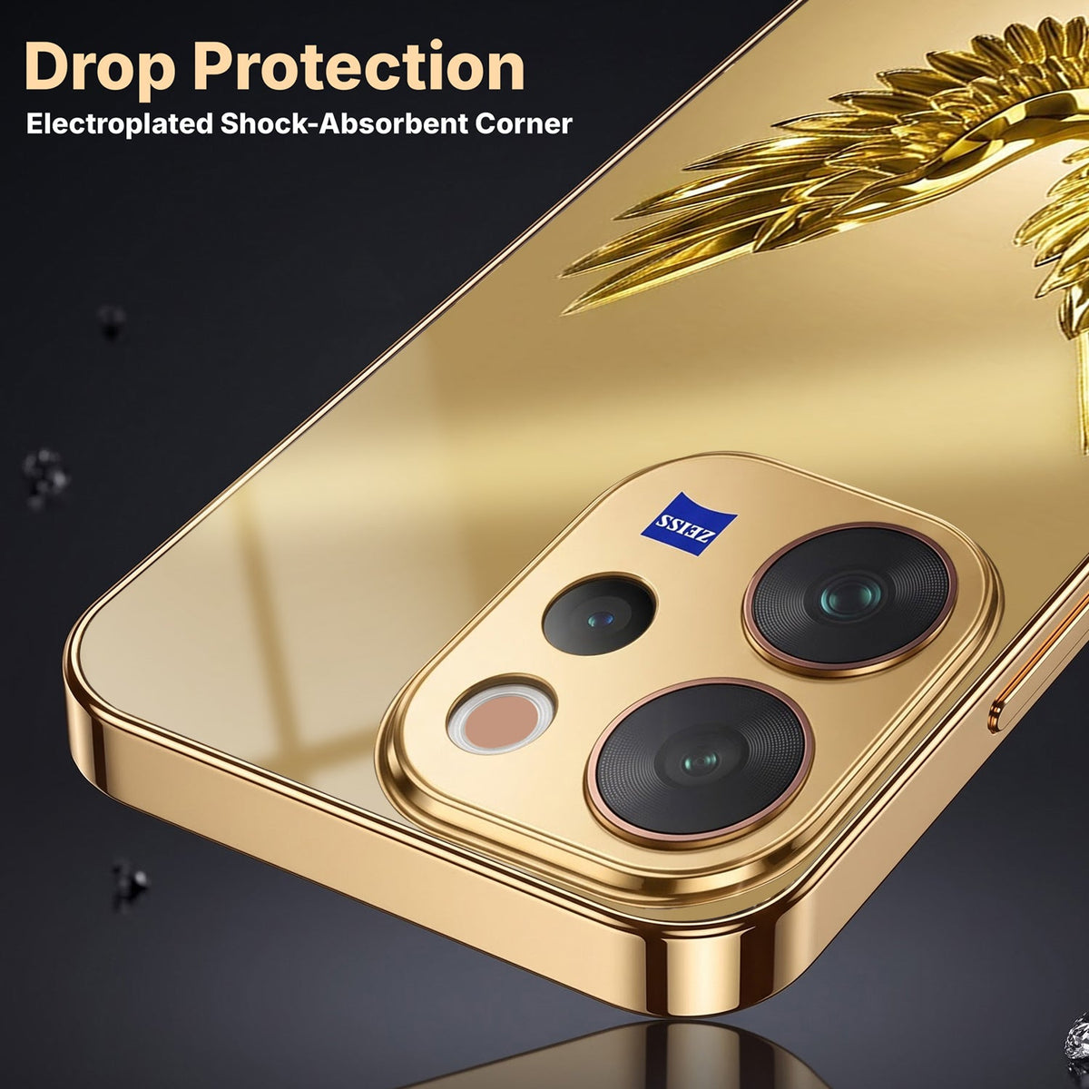 Vivo V70 5G Golden Eagle Gold Electroplated Glass Phone Back Case