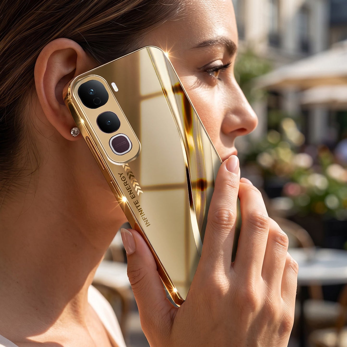 Vivo Y400 Pro 5G Luxury Infinity Energy Gold Electroplated Glass Phone Case
