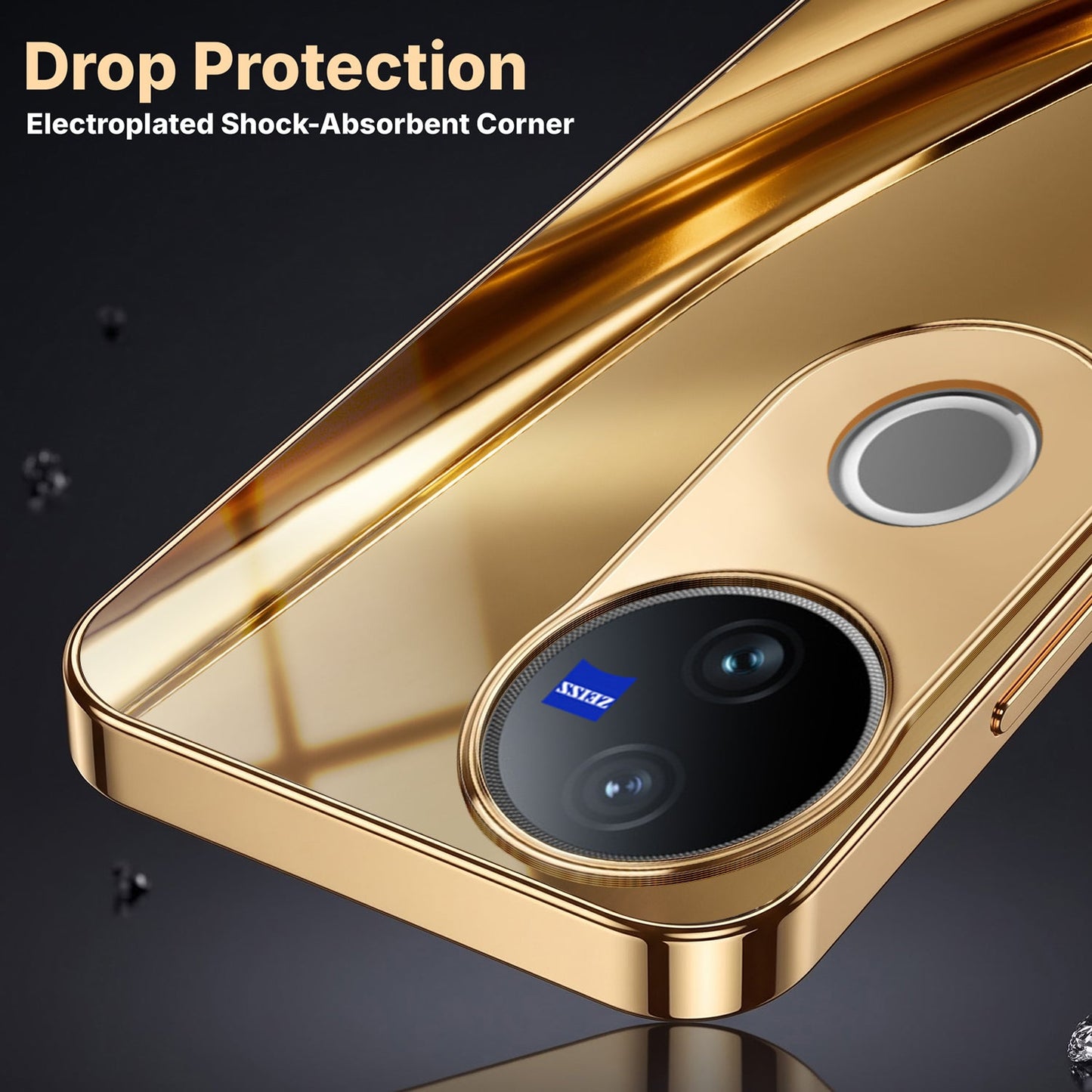 Vivo V50 5G Luxury Infinity Energy Gold Electroplated Glass Phone Case