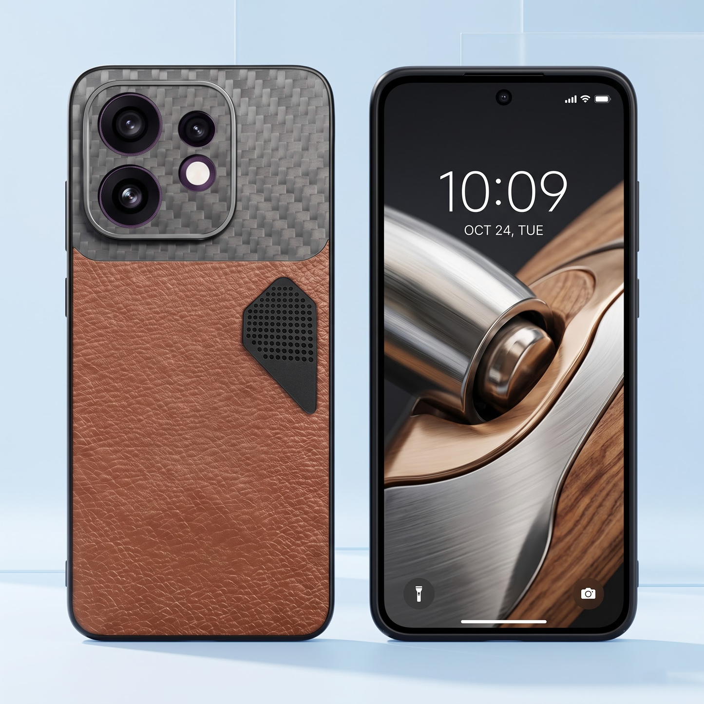 Oppo Reno 16 5G Carbon Fiber Heat Dissipation Leather Hybrid Phone Case