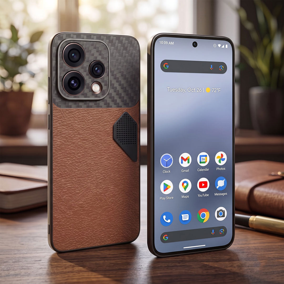 Oppo Reno 15 5G Carbon Fiber Heat Dissipation Leather Hybrid Phone Case