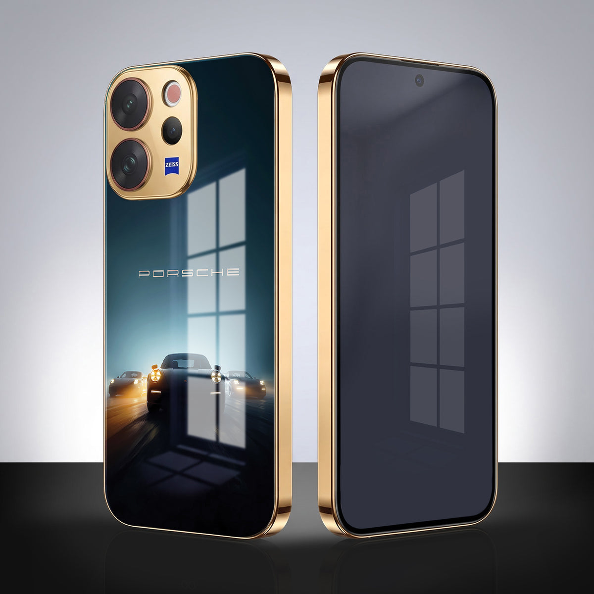 Vivo V70 5G Porsche Luxury Gold Electroplated Glass Phone Back Case