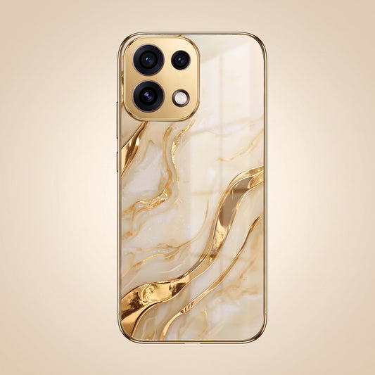 Oppo Reno 16C 5G Marvel Texture Gold Electroplated Glass Phone Back Case
