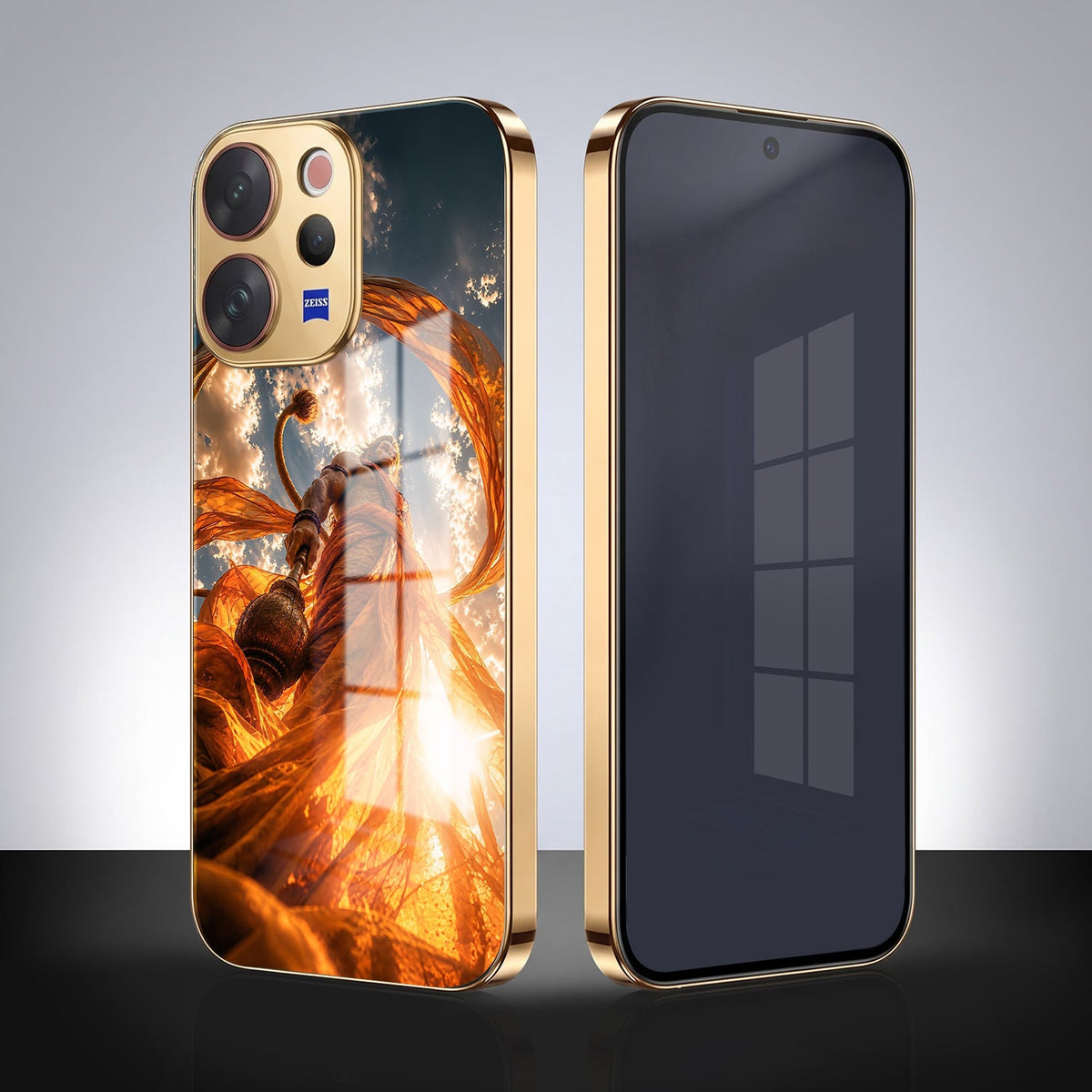 Vivo V70 5G Divine Hanuman Gold Electroplated Glass Phone Back Case