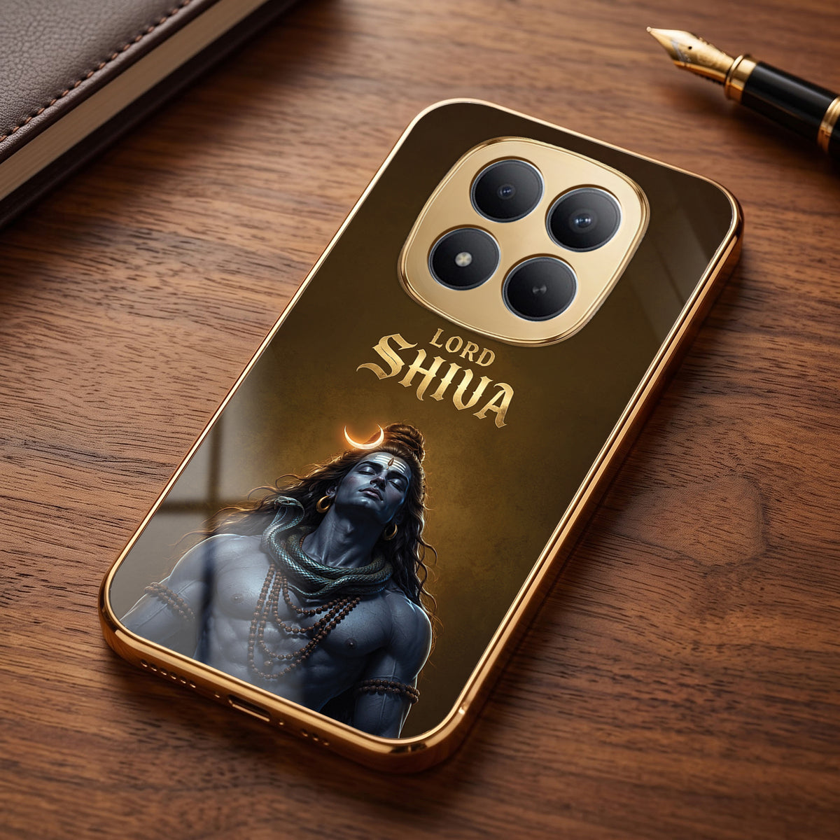 Redmi Note 15 Pro Plus 5G Lord Shiva Gold Electroplated Glass Phone Back Case