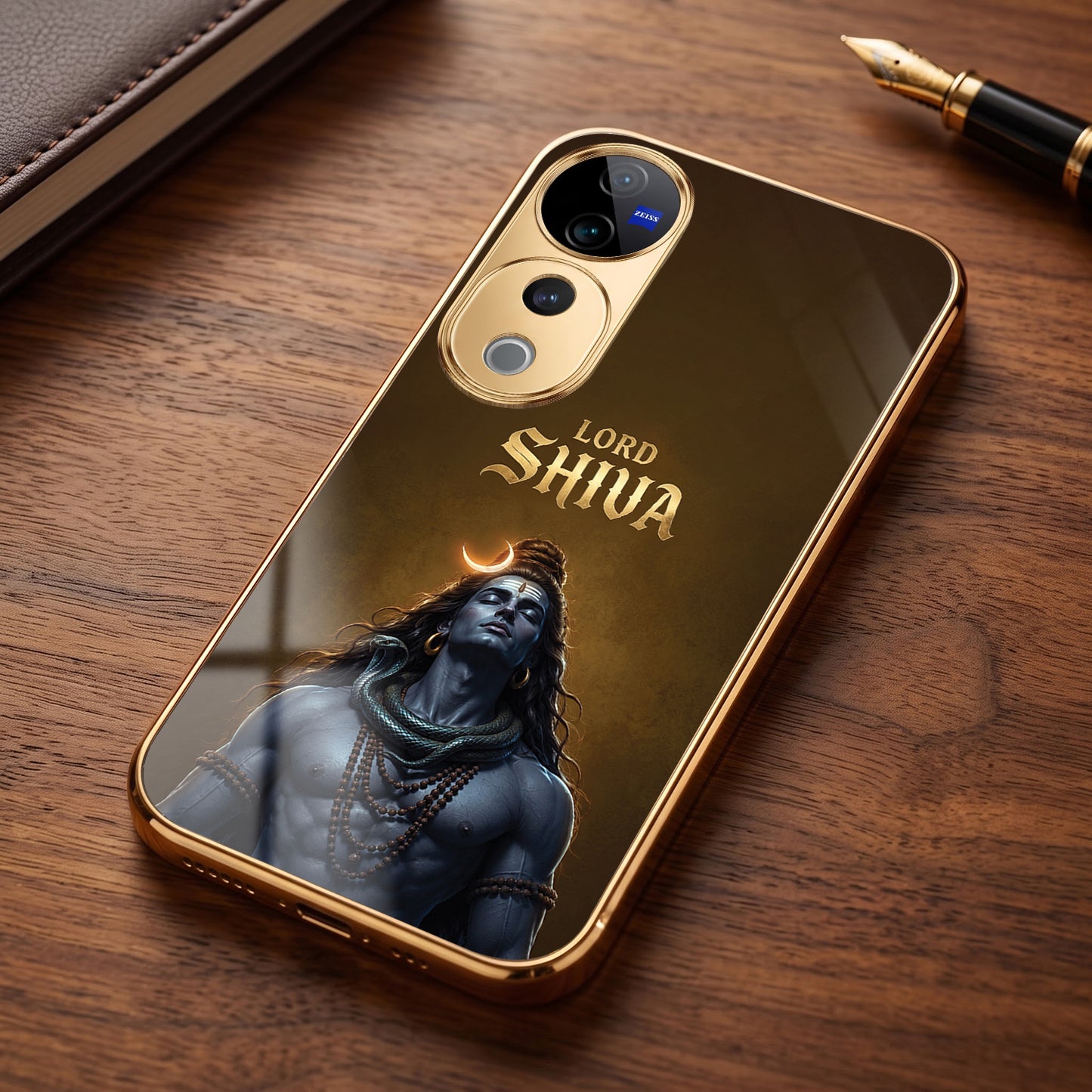 Vivo V40 Pro 5G Lord Shiva Gold Electroplated Glass Phone Back Case