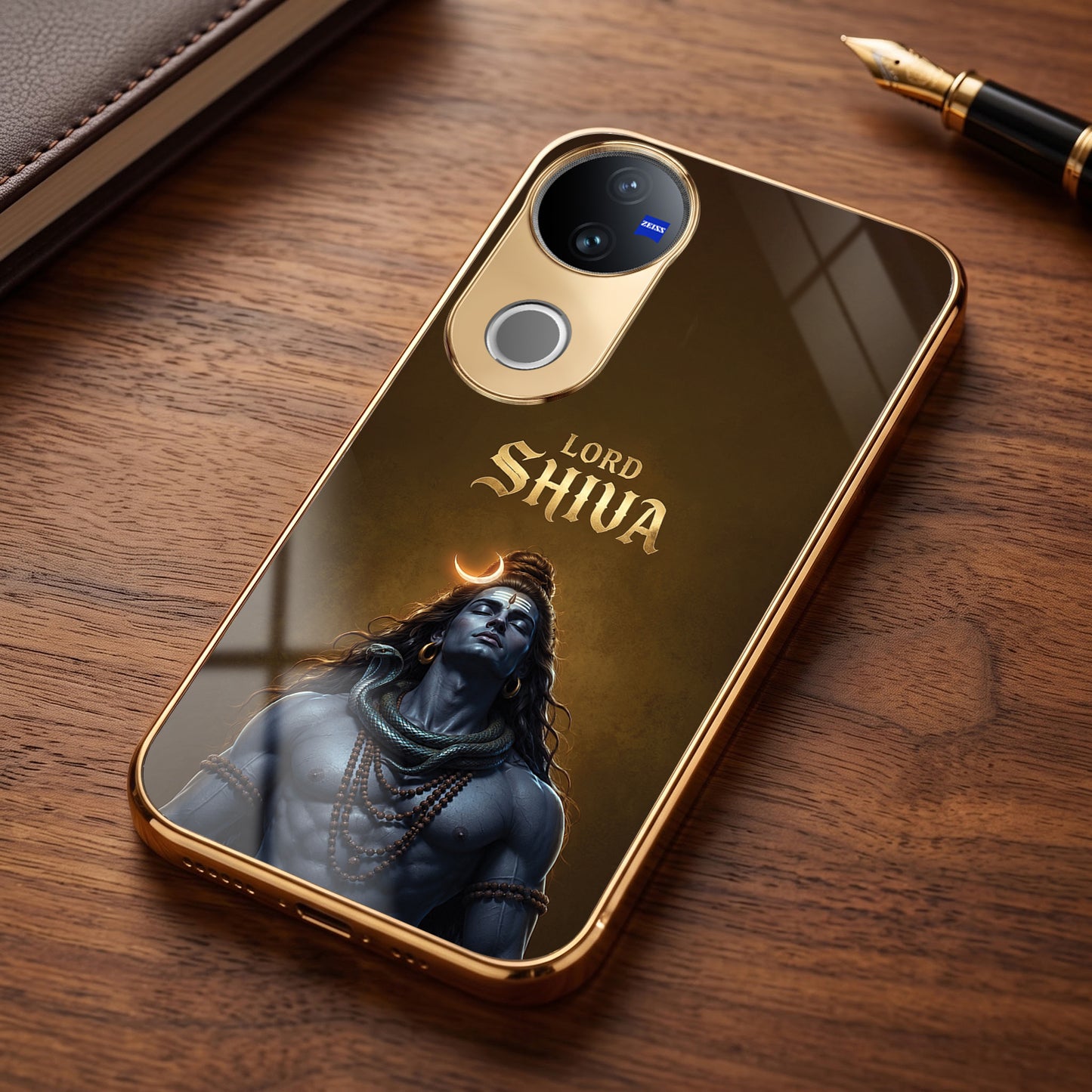 Vivo V50 5G Lord Shiva Gold Electroplated Glass Phone Back Case