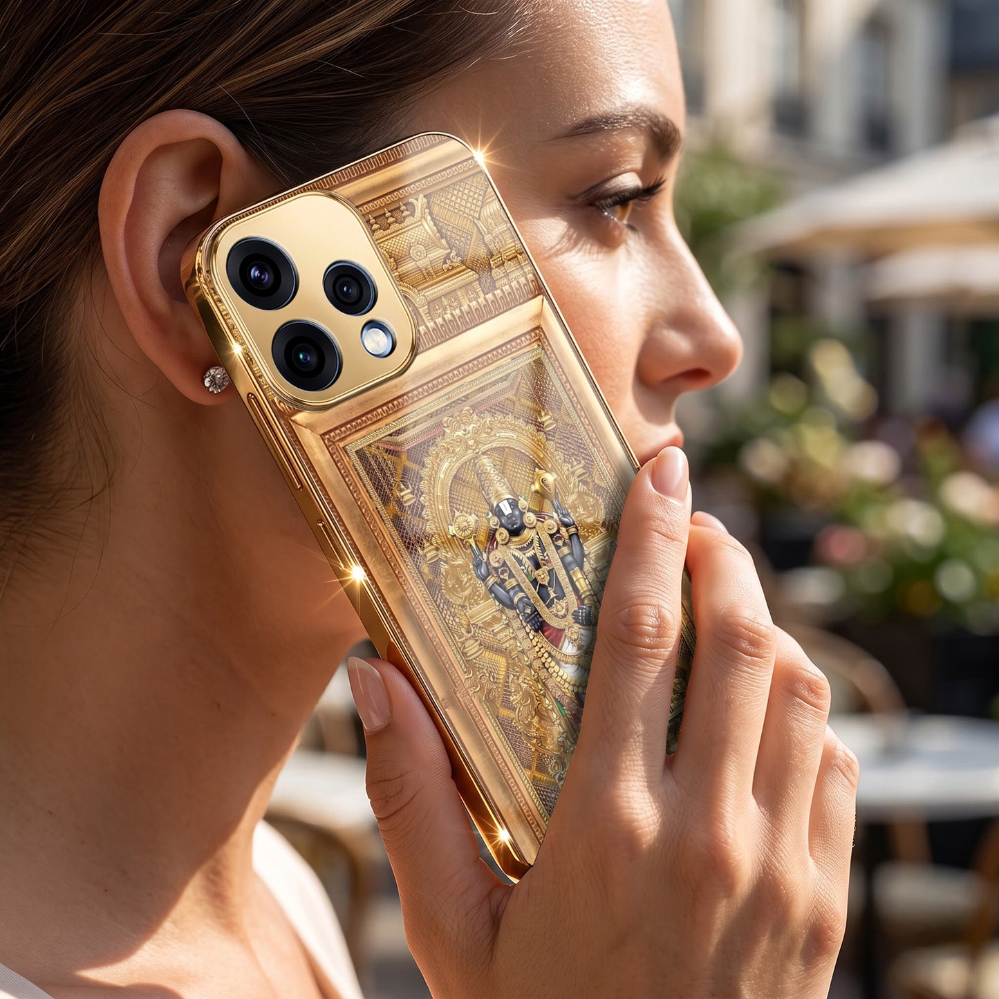 Oppo Reno 15 5G Premium Heritage Gold Electroplated Glass Phone Back Case