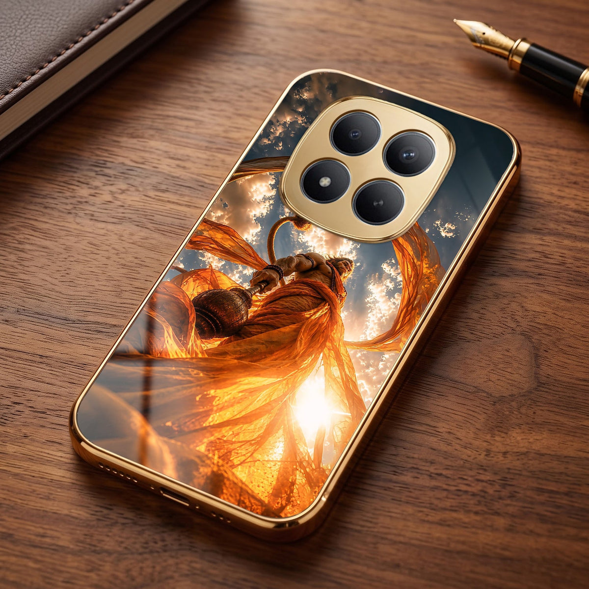 Redmi Note 15 Pro+ 5G Divine Hanuman Gold Electroplated Glass Phone Back Case