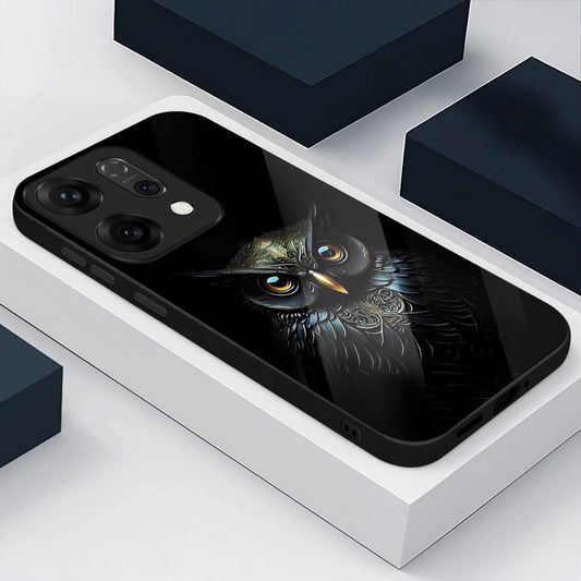 Oppo Reno 14 5G Premium Acrylic Shockproof Glass Back Case (Midnight Owl)